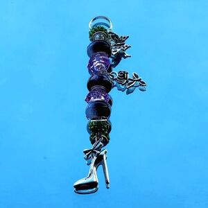 Silver and Purple Charm Keychain